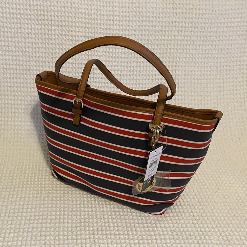 BUENO Collection handbag - navy/red/whi 11.5x4x10"
